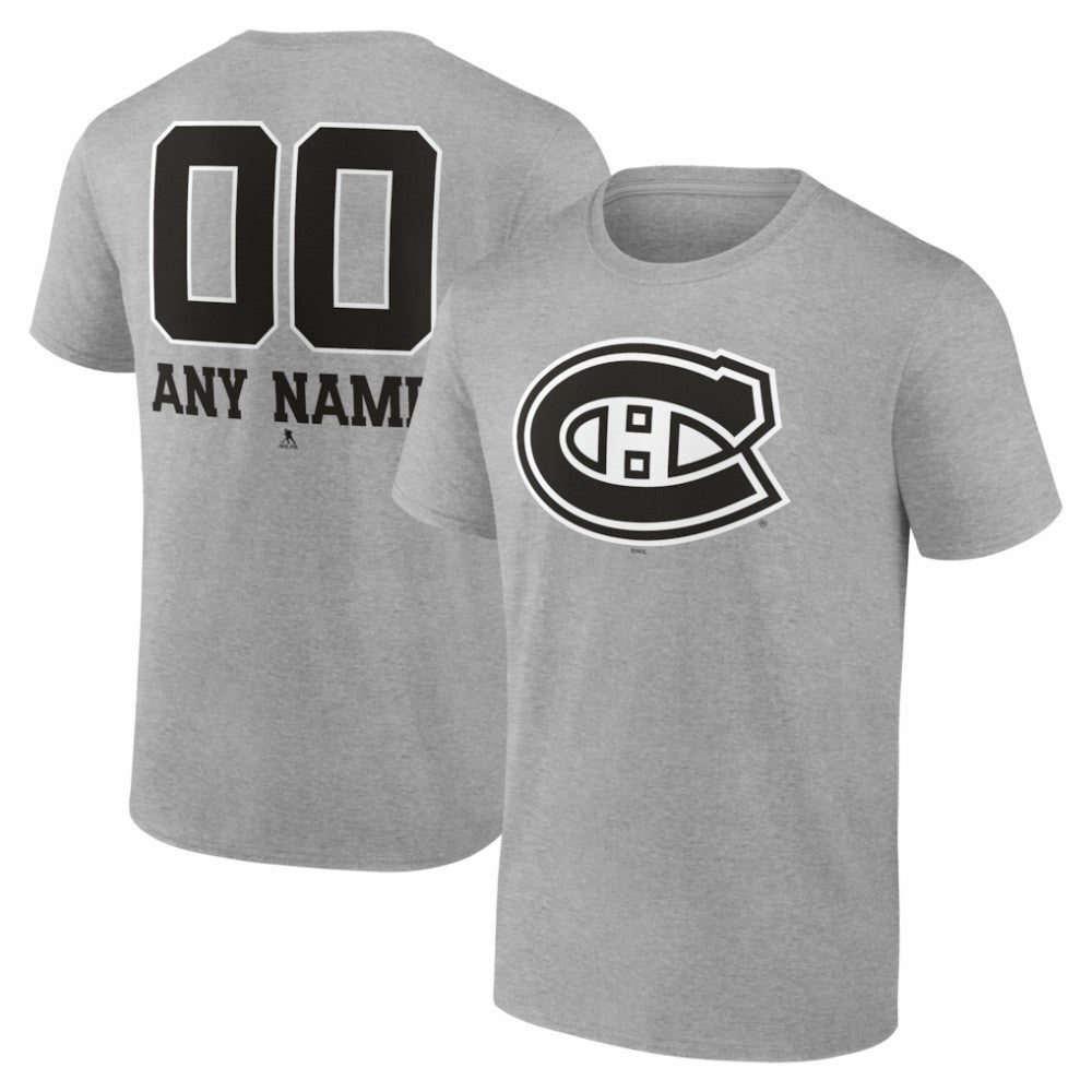 Montreal Canadiens Big & Tall Personalized Name & Number Monochrome T-Shirt - Gray T-shirts
