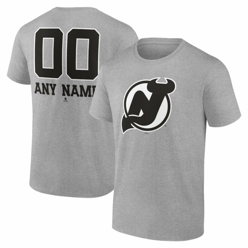 New Jersey Devils Big & Tall Personalized Name & Number Monochrome T-Shirt - Gray T-shirts