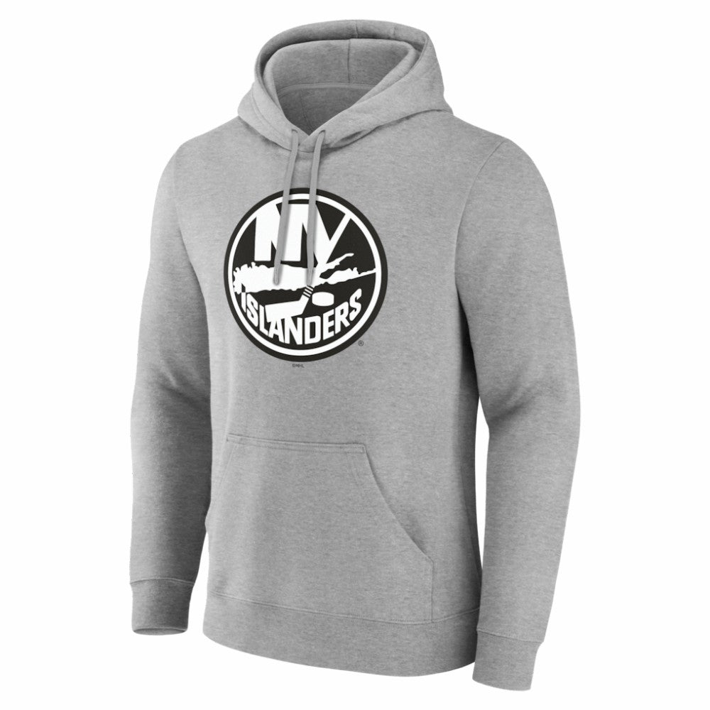 New York Islanders Big & Tall Personalized Name & Number Monochrome Pullover Hoodie - Gray Hoodies