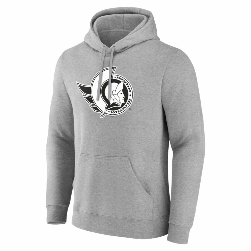 Ottawa Senators Big & Tall Personalized Name & Number Monochrome Pullover Hoodie - Gray Hoodies