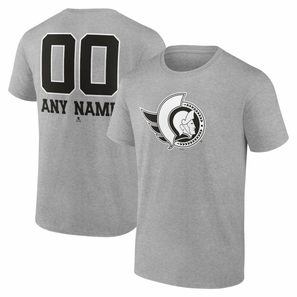 Ottawa Senators Big & Tall Personalized Name & Number Monochrome T-Shirt - Gray T-shirts