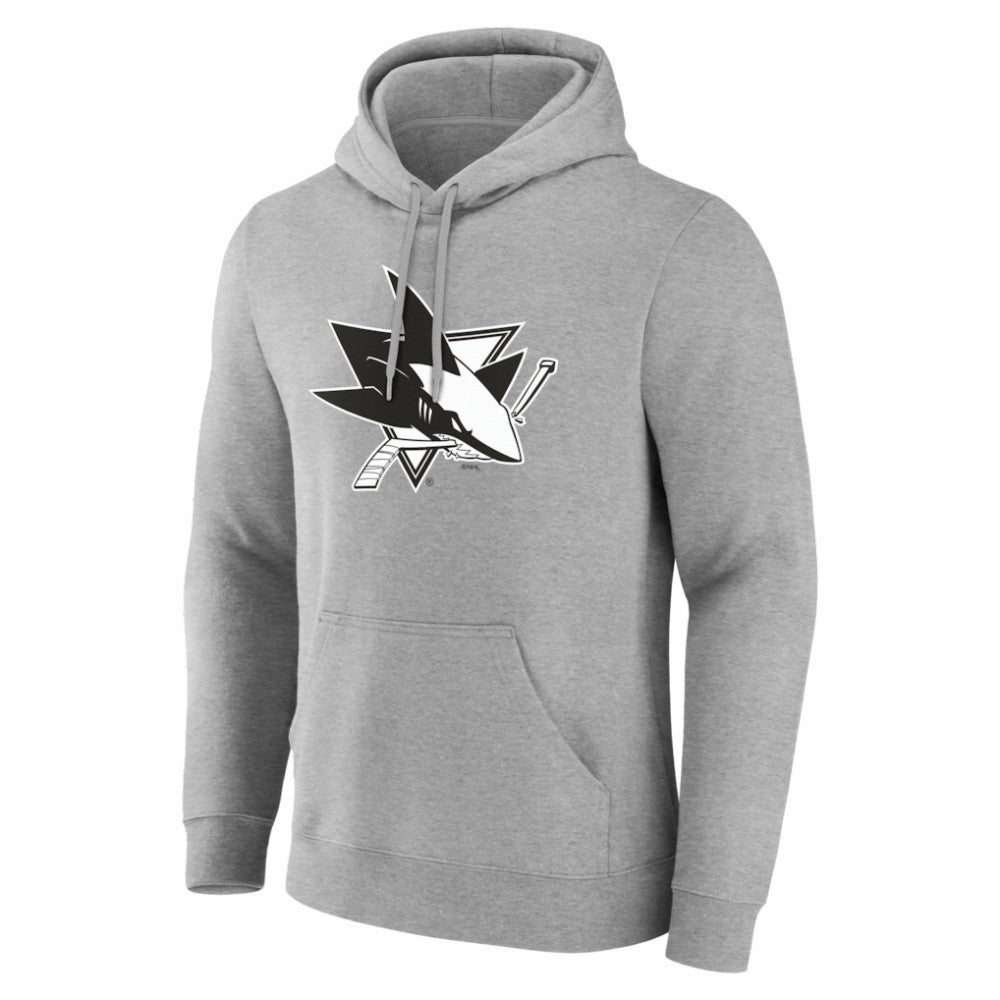 San Jose Sharks Big & Tall Personalized Name & Number Monochrome Pullover Hoodie - Gray Hoodies