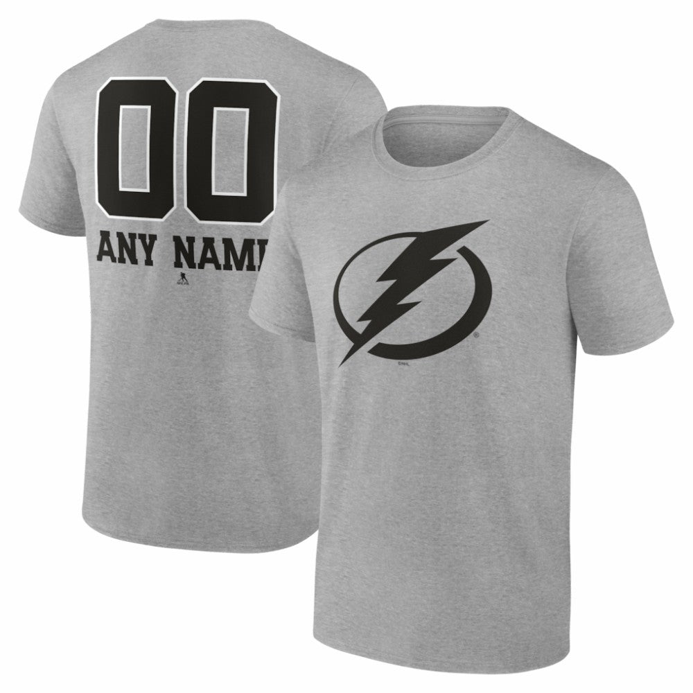 Tampa Bay Lightning Big & Tall Personalized Name & Number Monochrome T-Shirt - Gray T-shirts