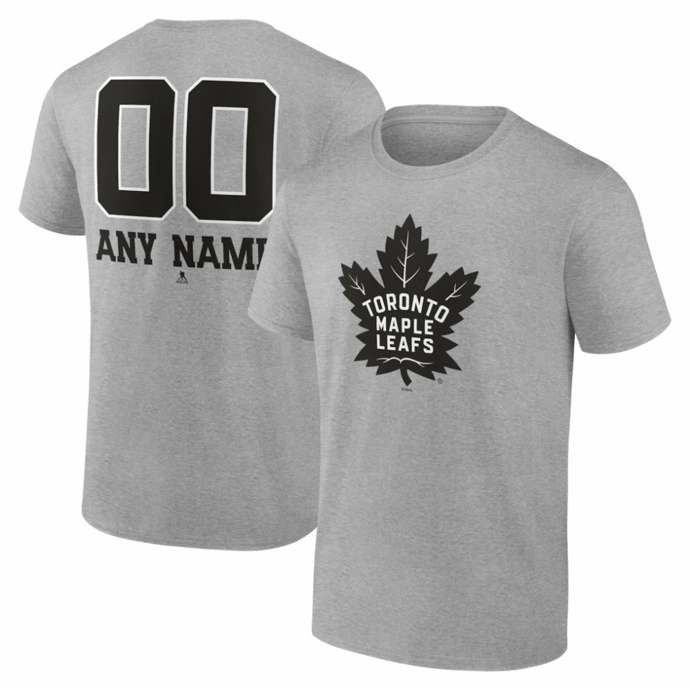 Toronto Maple Leafs Big & Tall Personalized Name & Number Monochrome T-Shirt - Gray T-shirts
