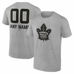 Toronto Maple Leafs Big & Tall Personalized Name & Number Monochrome T-Shirt - Gray T-shirts