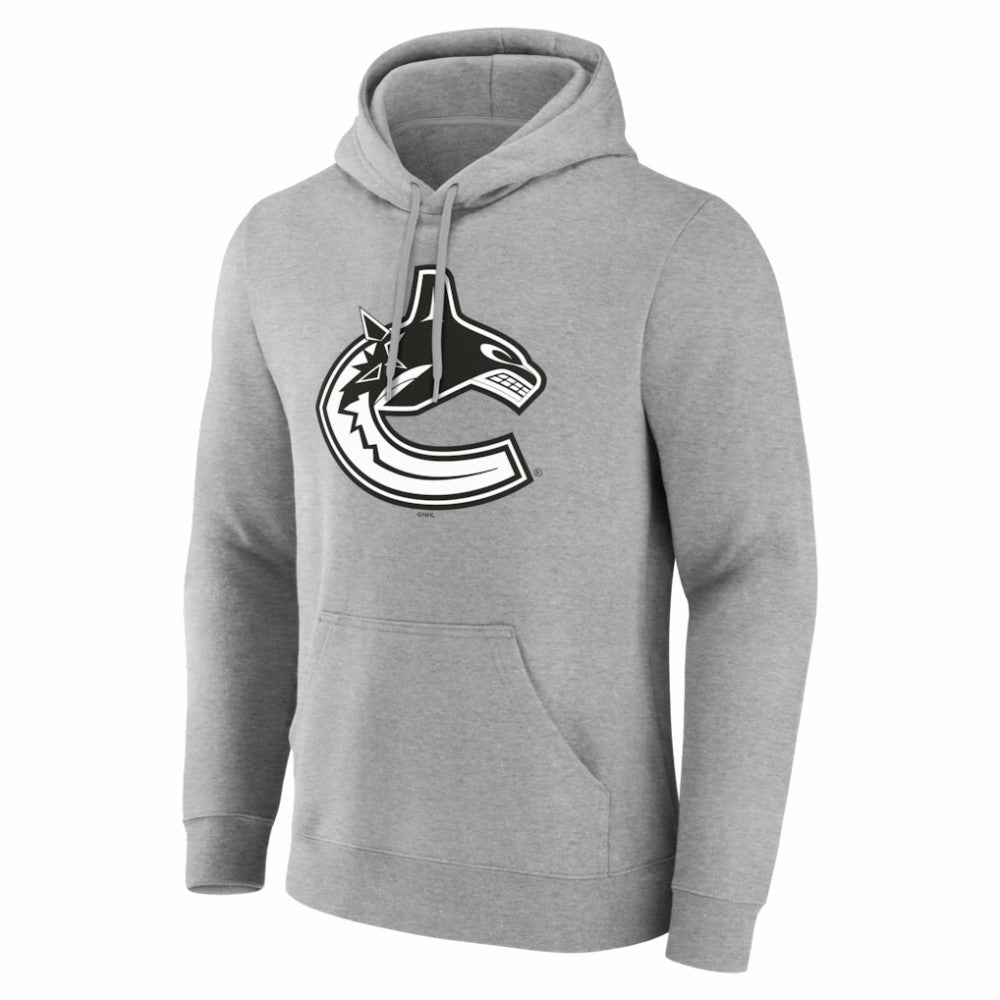 Vancouver Canucks Big & Tall Personalized Name & Number Monochrome Pullover Hoodie - Gray Hoodies