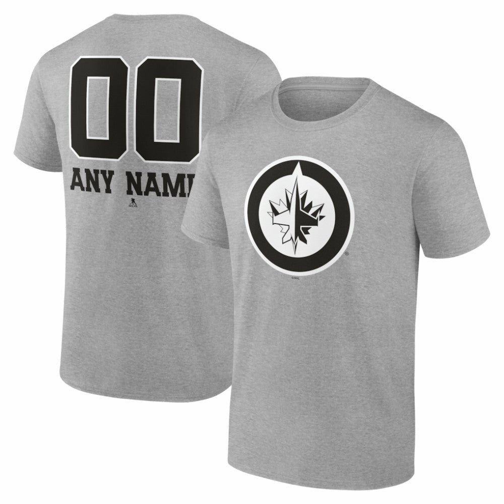Winnipeg Jets Big & Tall Personalized Name & Number Monochrome T-Shirt - Gray T-shirts