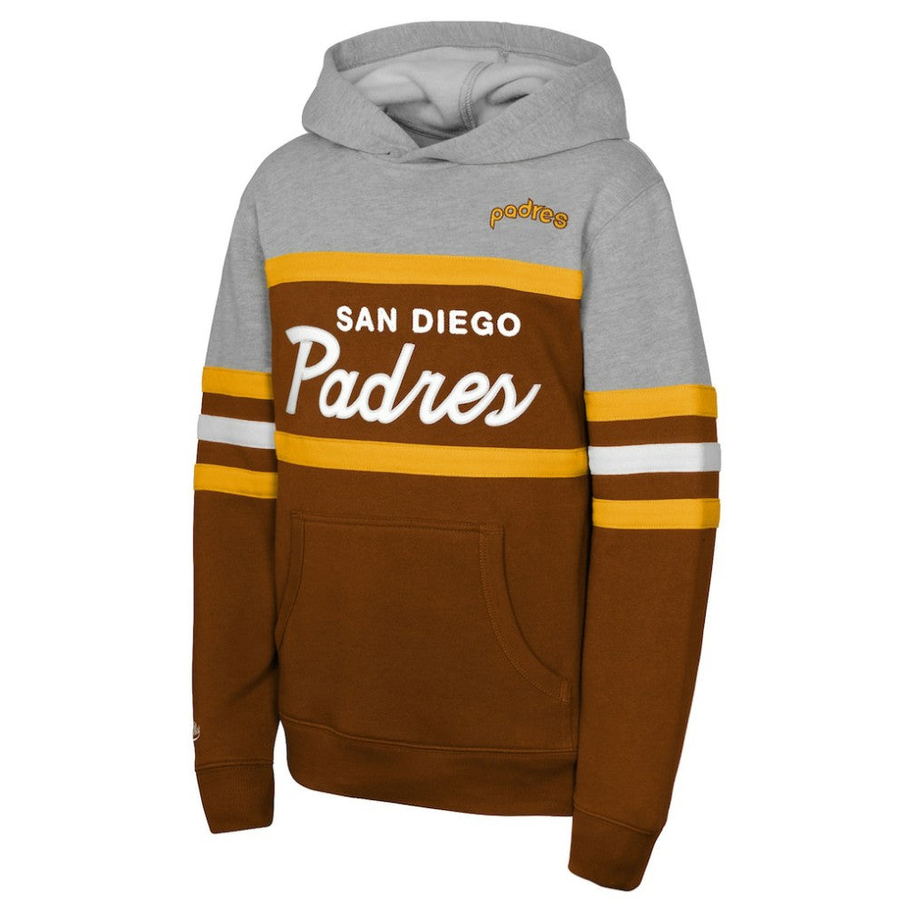 San Diego Padres Youth Cooperstown Head Coach Pullover Hoodie Brown/Grey