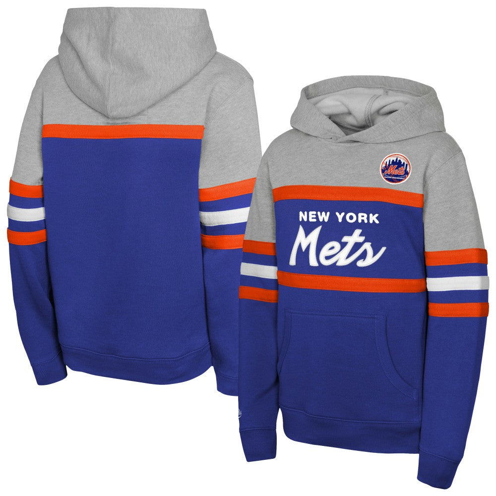 New York Mets Youth Cooperstown Head Coach Pullover Hoodie Royal/Grey