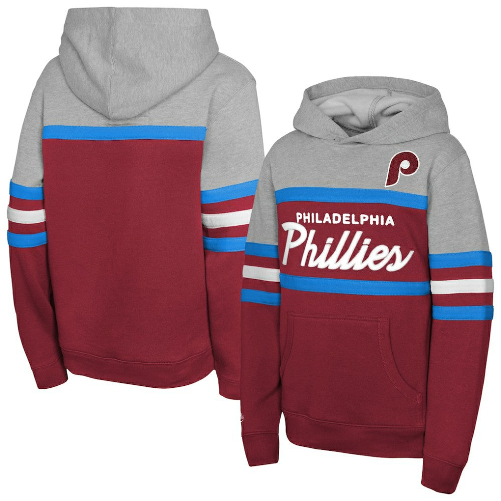Philadelphia Phillies Youth Cooperstown Head Coach Pullover Hoodie Red/Grey