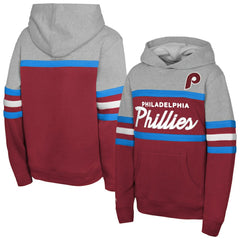 Philadelphia Phillies Youth Cooperstown Head Coach Pullover Hoodie Red/Grey