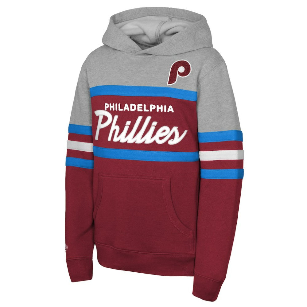 Philadelphia Phillies Youth Cooperstown Head Coach Pullover Hoodie Red/Grey