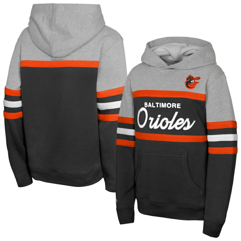 Baltimore Orioles Youth Cooperstown Head Coach Pullover Hoodie Black/Grey