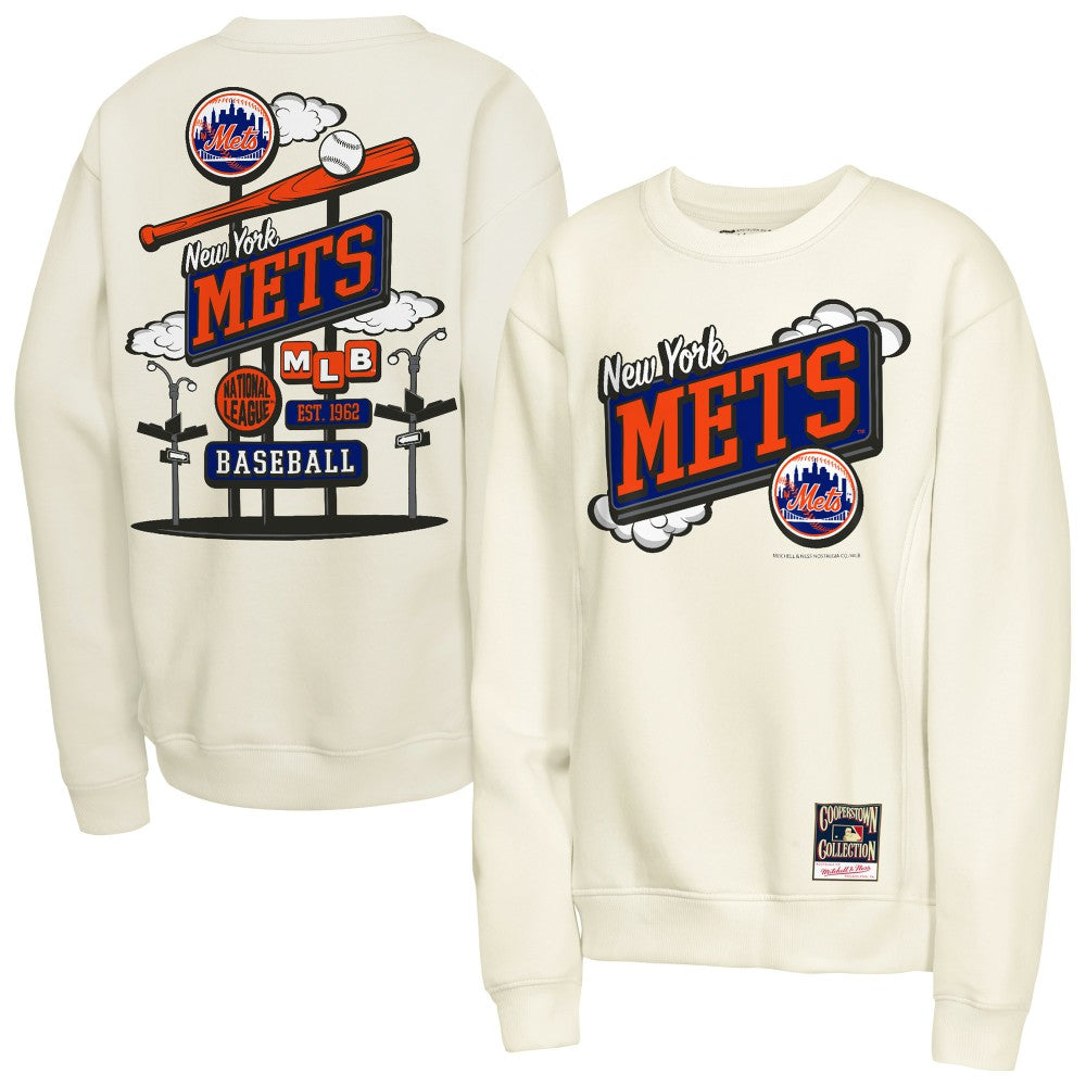 New York Mets Youth Retro Billboard Sweatshirt Natural