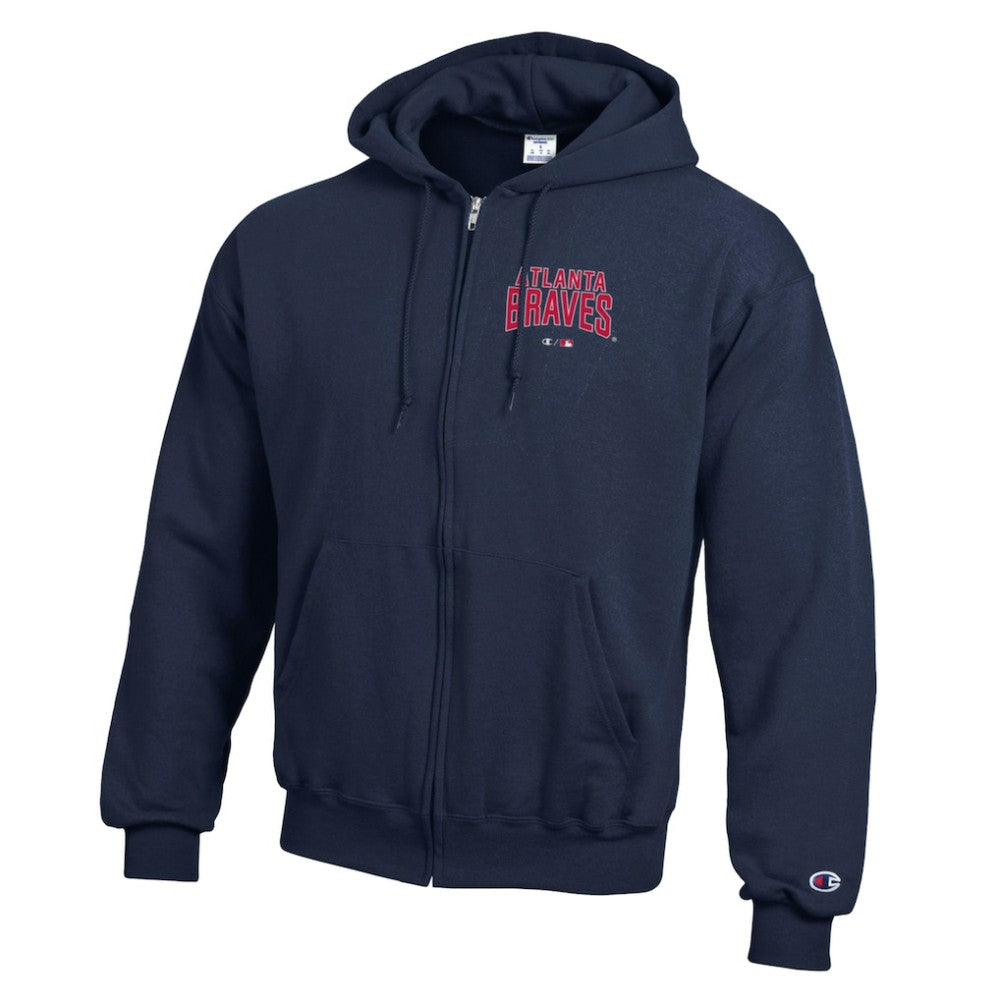 Atlanta Braves Champion Eco Powerblend Full-Zip Hoodie Navy