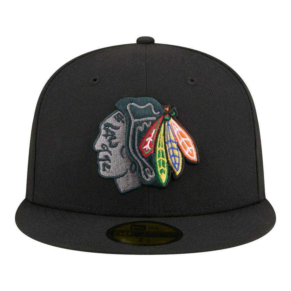 Chicago Blackhawks New Era Color Pop 59FIFTY Fitted Hat - Black Hats