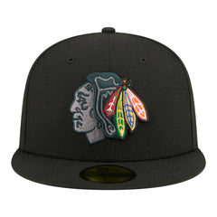Chicago Blackhawks New Era Color Pop 59FIFTY Fitted Hat - Black Hats