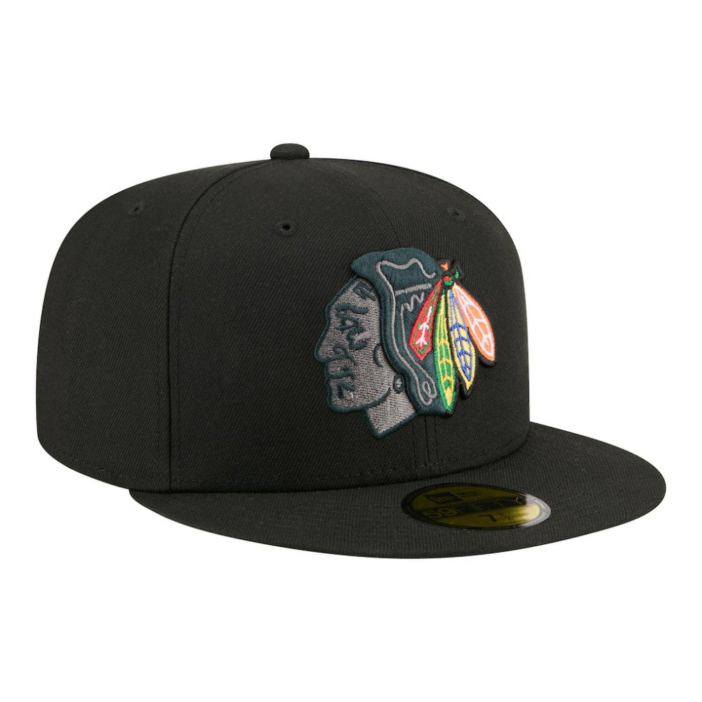 Chicago Blackhawks New Era Color Pop 59FIFTY Fitted Hat - Black Hats