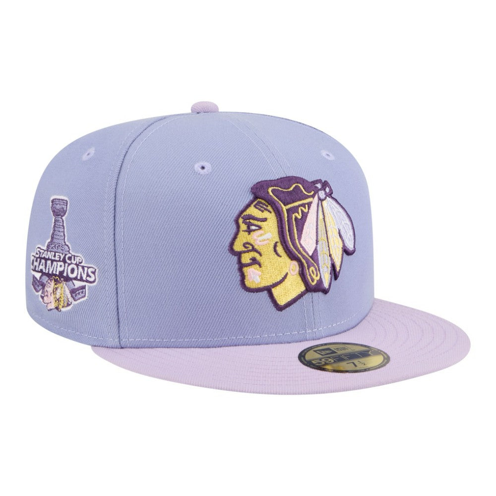 Chicago Blackhawks New Era Lavender Bloom 59FIFTY Fitted Hat - Light Purple/Purple Hats