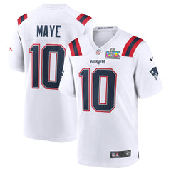 Drake Maye New England Patriots Super Bowl LX Patch Game Jersey - White sale