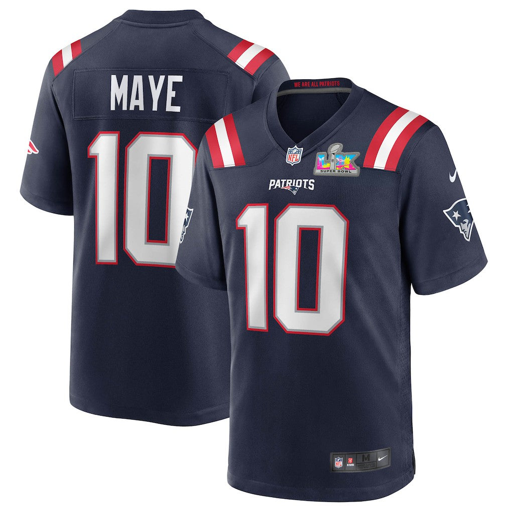 Drake Maye New England Patriots Super Bowl LX Patch Game Jersey - Navy outlet