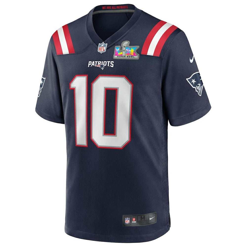 Drake Maye New England Patriots Super Bowl LX Patch Game Jersey - Navy outlet