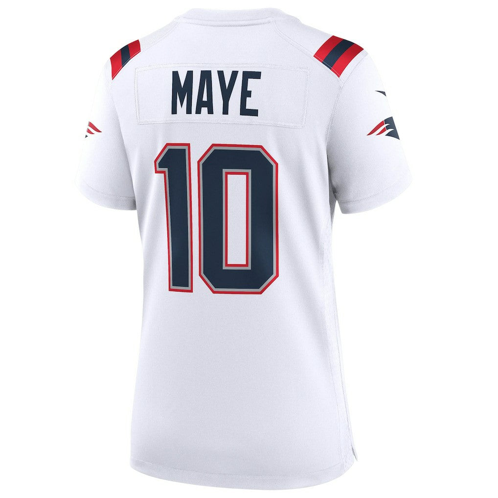 Drake Maye New England Patriots Women's Super Bowl LX Patch Game Jersey - White cheap