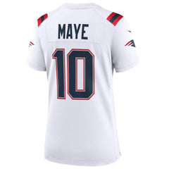 Drake Maye New England Patriots Women's Super Bowl LX Patch Game Jersey - White cheap