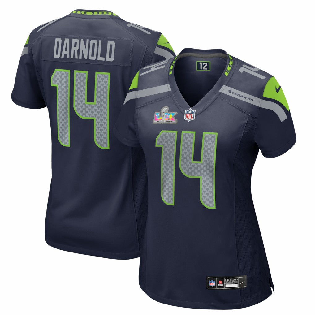 Sam Darnold Seattle Seahawks Women's Super Bowl LX Patch Game Jersey - College Navy cheap