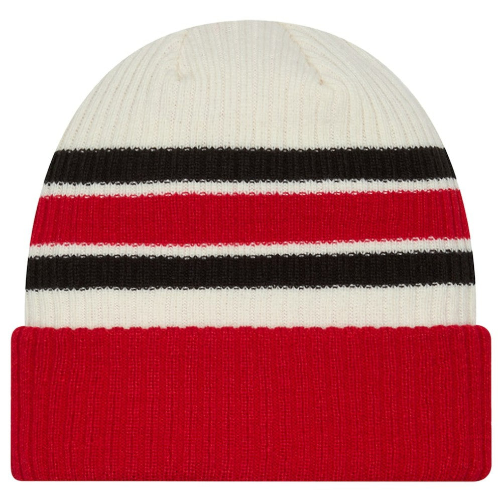 Carolina Hurricanes New Era Vintage Cuffed Knit Hat - Cream/Red Hats