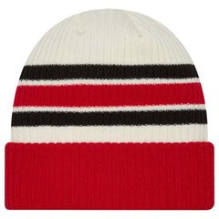 Carolina Hurricanes New Era Vintage Cuffed Knit Hat - Cream/Red Hats