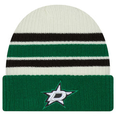 Dallas Stars New Era Vintage Cuffed Knit Hat - Cream/Kelly Green Hats