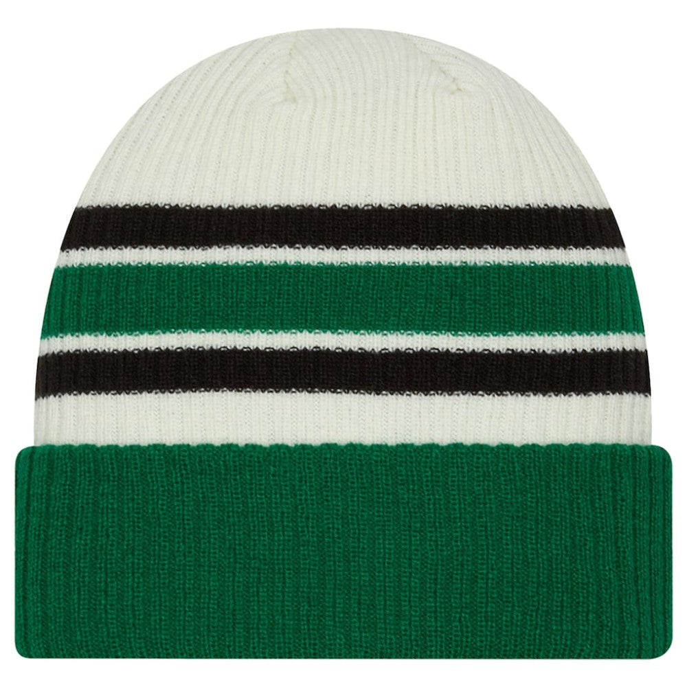 Dallas Stars New Era Vintage Cuffed Knit Hat - Cream/Kelly Green Hats