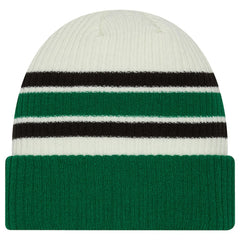Dallas Stars New Era Vintage Cuffed Knit Hat - Cream/Kelly Green Hats
