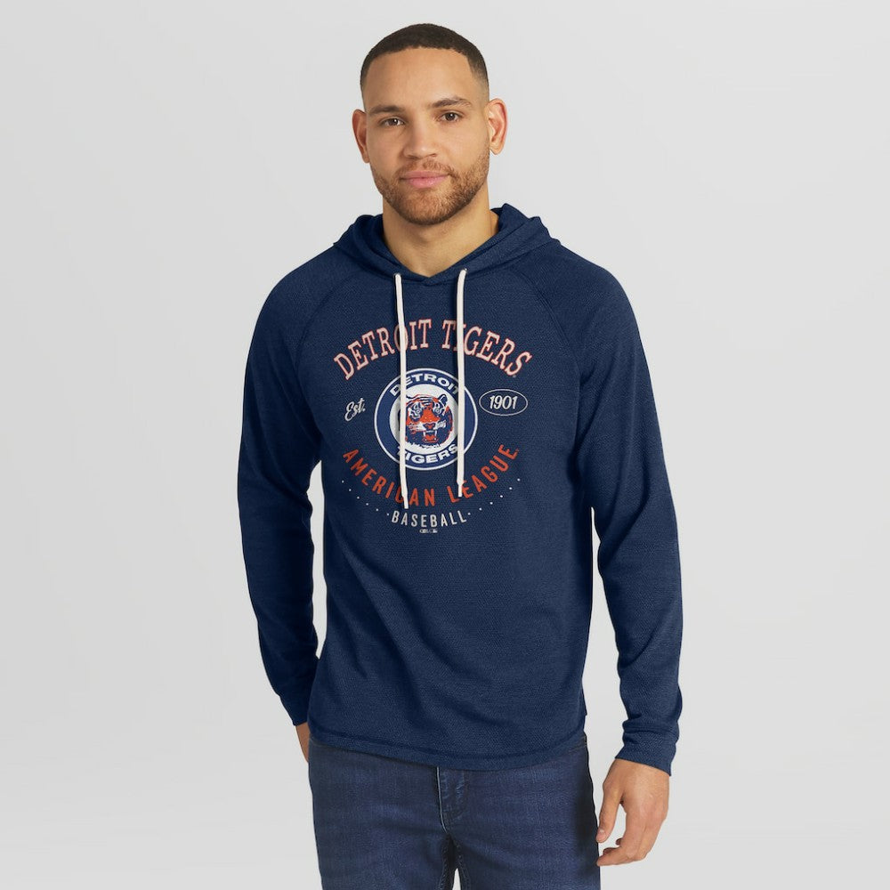 Detroit Tigers Darius Rucker Collection Raglan Hooded Long Sleeve T-Shirt Blue