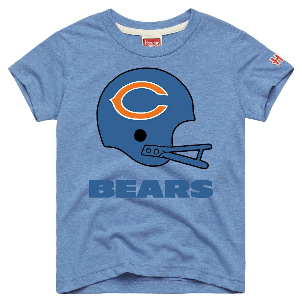 Chicago Bears Homage Youth Big Helmet Tri-Blend T-Shirt - Light Blue sale