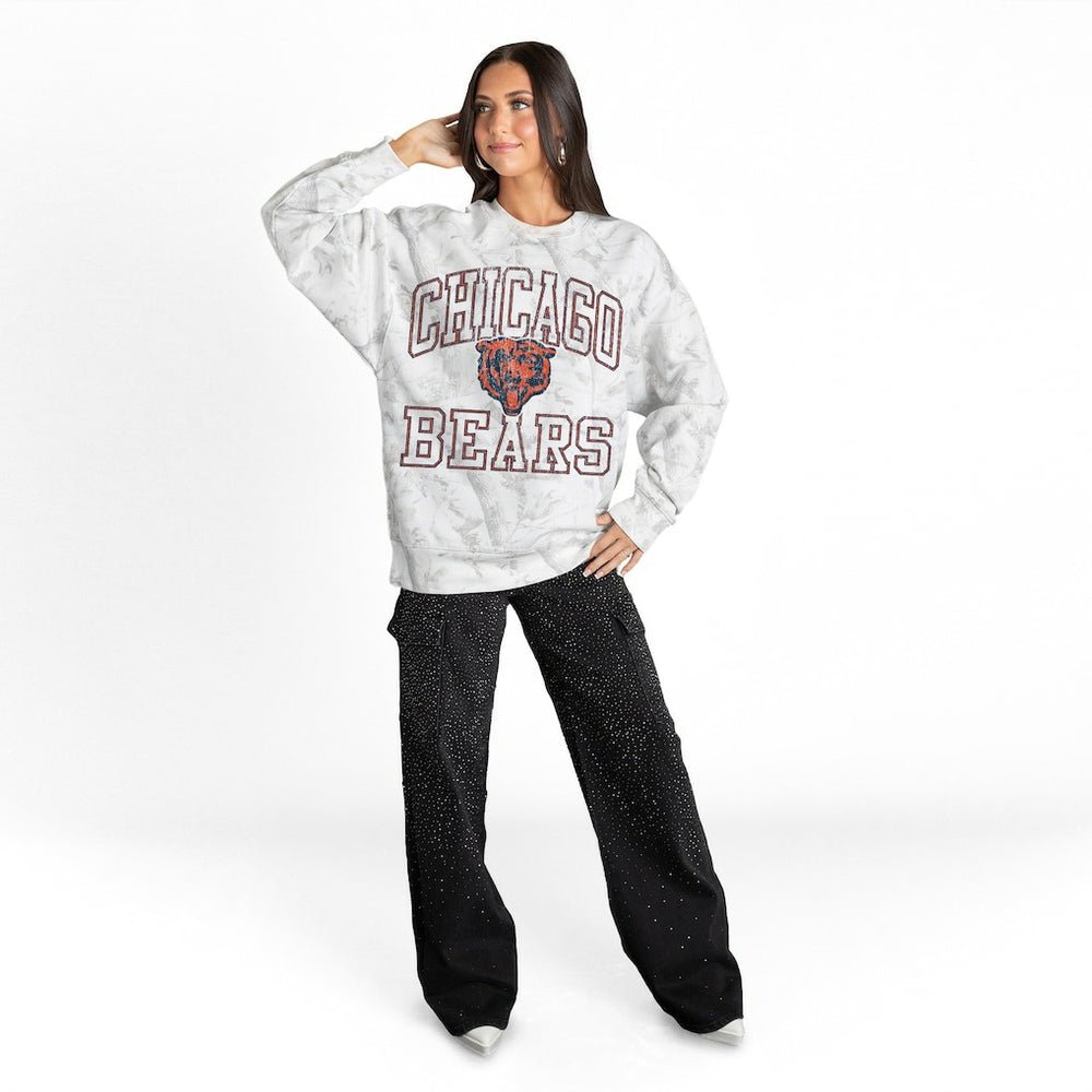 Chicago Bears Gameday Couture Women's Whiteout Oversized Premium Fleece Sweatshirt - Arctic Camo cheap