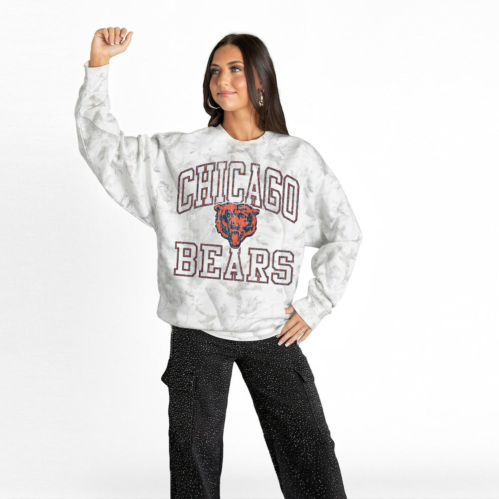 Chicago Bears Gameday Couture Women's Whiteout Oversized Premium Fleece Sweatshirt - Arctic Camo cheap