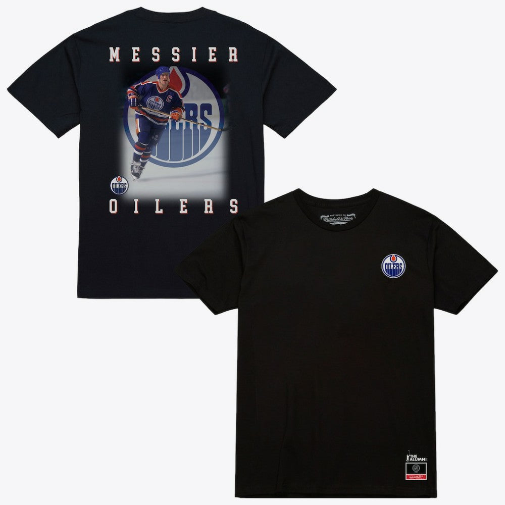 Mark Messier Edmonton Oilers Mitchell & Ness Photo T-Shirt - Black T-shirts