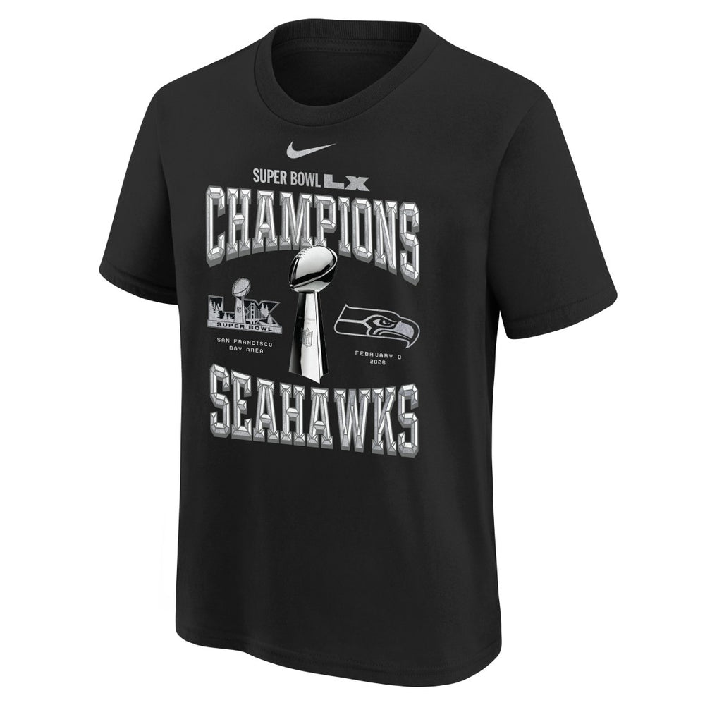 Seattle Seahawks Youth Super Bowl LX Champions Locker Room Trophy Collection Replica T-Shirt - Black online
