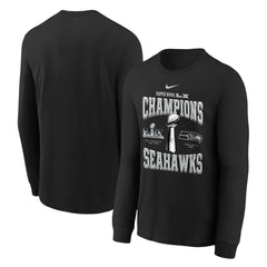 Seattle Seahawks Youth Super Bowl LX Champions Locker Room Trophy Collection Long Sleeve T-Shirt - Black discount