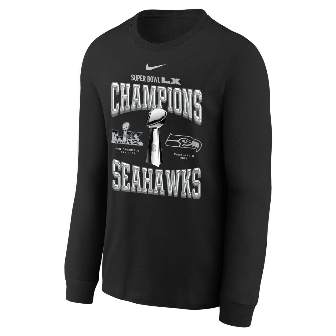 Seattle Seahawks Youth Super Bowl LX Champions Locker Room Trophy Collection Long Sleeve T-Shirt - Black discount