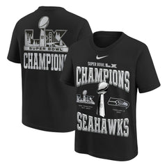 Seattle Seahawks Youth Super Bowl LX Champions Locker Room Trophy Collection Authentic T-Shirt - Black on sale