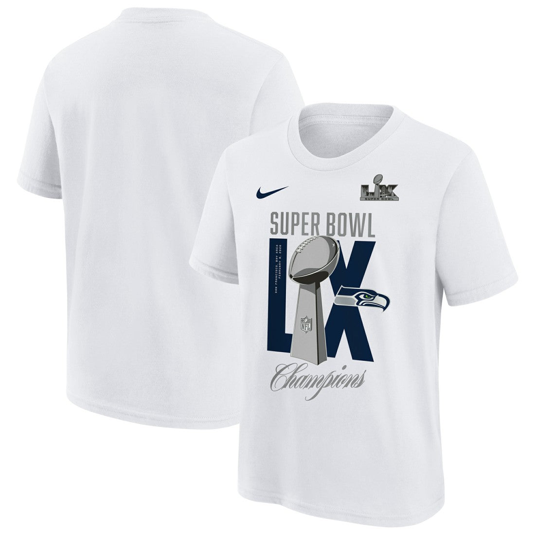 Seattle Seahawks Youth Super Bowl LX Champions Lombardi Trophy T-Shirt - White online