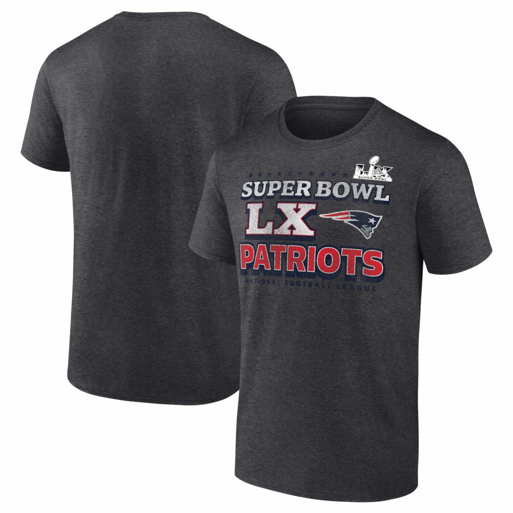 New England Patriots Super Bowl LX Big & Tall Battle Prep T-Shirt - Heather Charcoal outlet