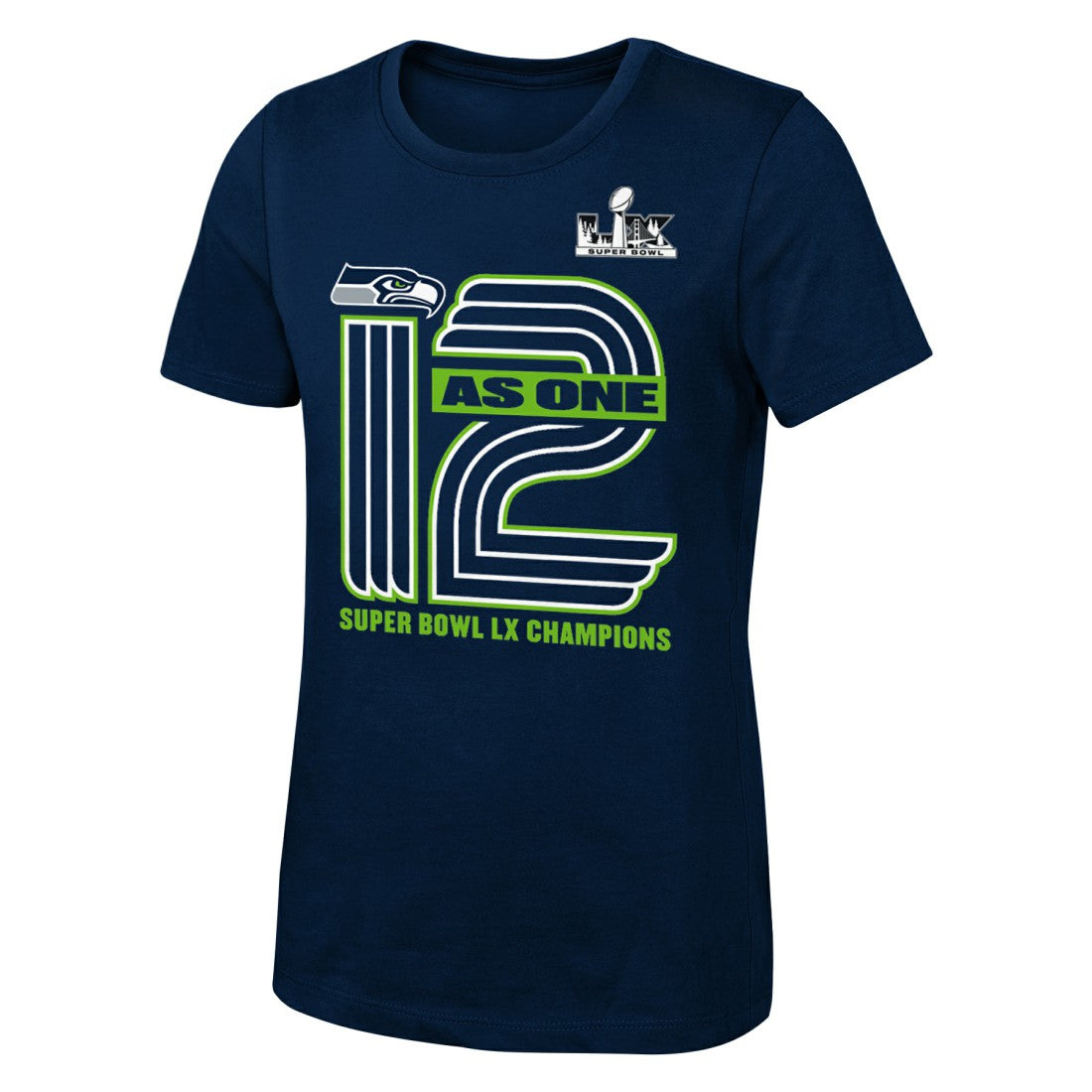 Seattle Seahawks Girls Youth Super Bowl LX Champions On Top T-Shirt - College Navy sale