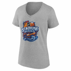 Boston Bruins Women's 2026 NHL Stadium Series Personalized Name & Number V-Neck T-Shirt - Gray T-shirts