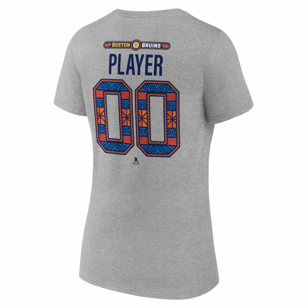 Boston Bruins Women's 2026 NHL Stadium Series Personalized Name & Number V-Neck T-Shirt - Gray T-shirts