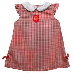 Spain National Team Vive La Fete Girls Toddler Mini Check Pattern A-Line Dress for sale - Red