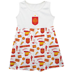 Spain National Team Vive La Fete Girls Toddler Impressions Artwork Tank Top Dress for sale - White